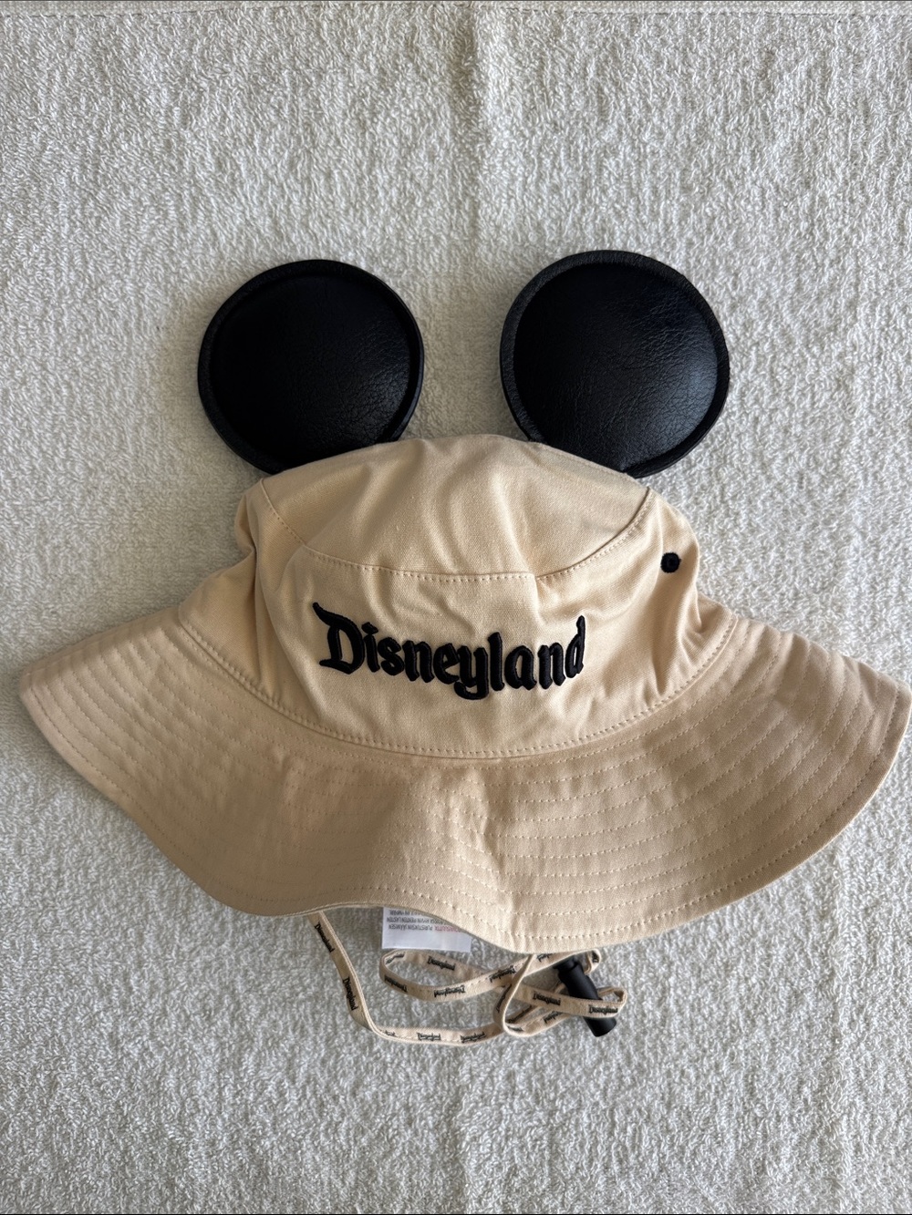 Disney Disneyland Beige Bucket Hat with Black Mickey Ears
